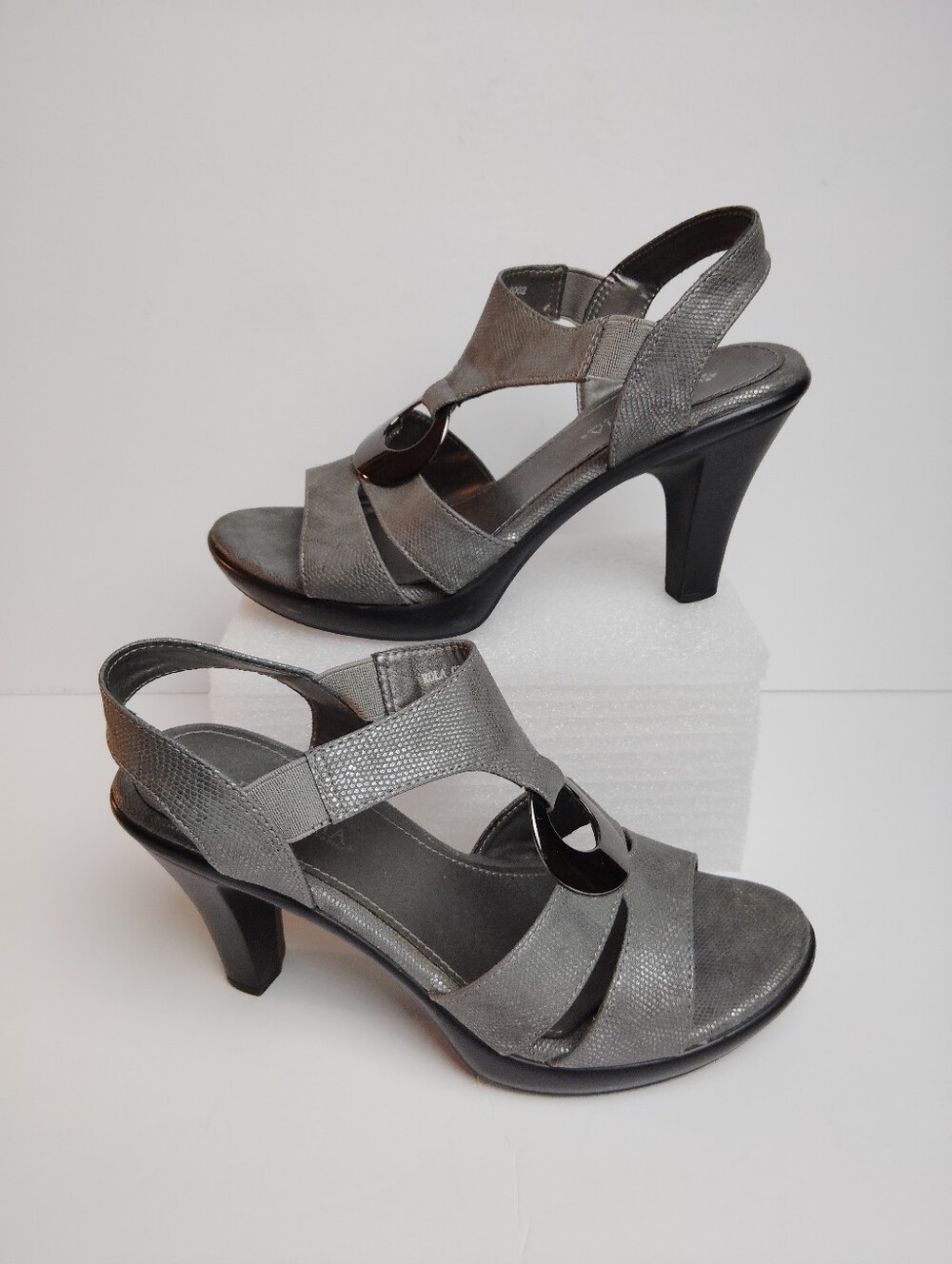 Spring Step Patrizia Rola Gray Black  Heeled Sandals ~ Size 5.5 - 6 (36)